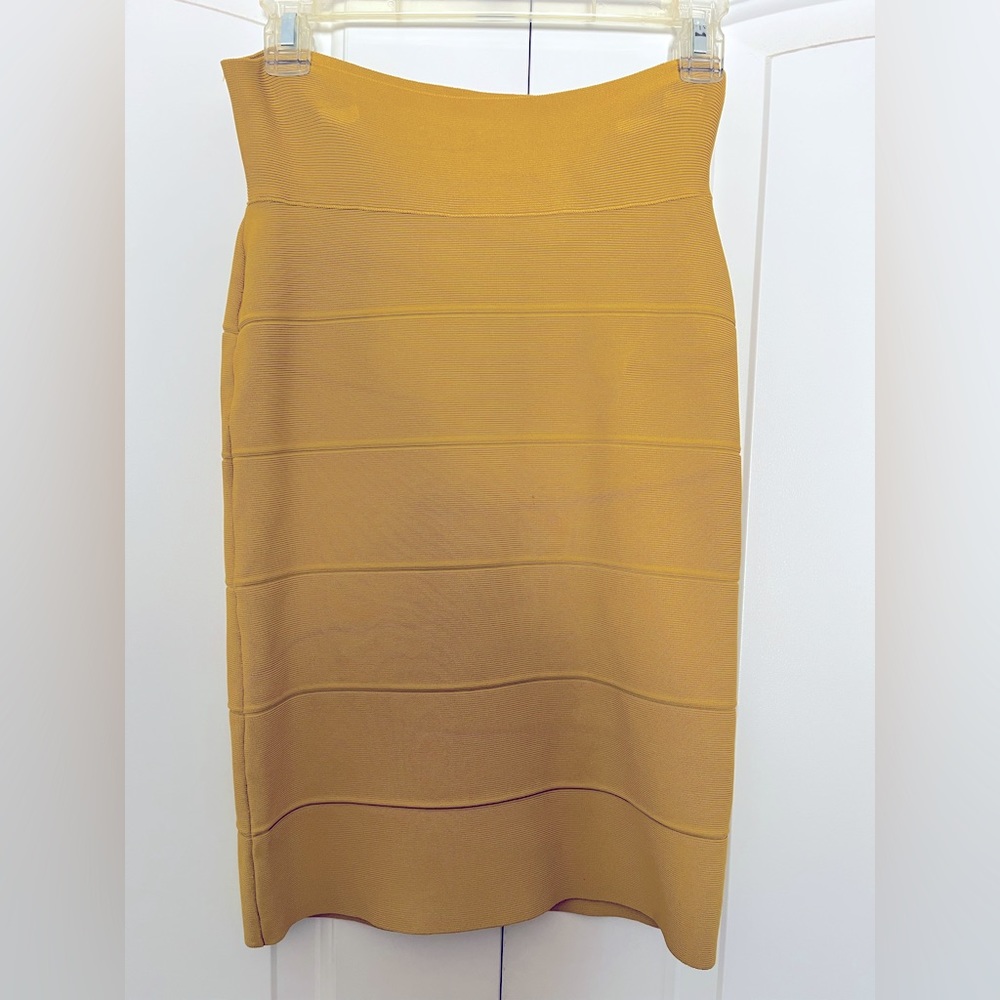 BCBG Max Azaria bandage skirt in golden yellow